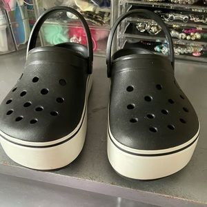 These beautiful platform crocs